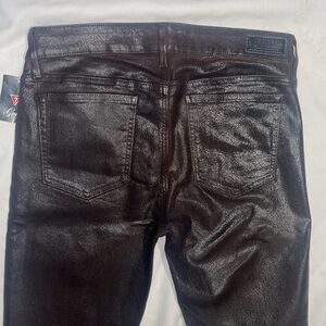 New Guess Kate Burgundy Coated Grid Curve Hugging Stretch Jeans 27
